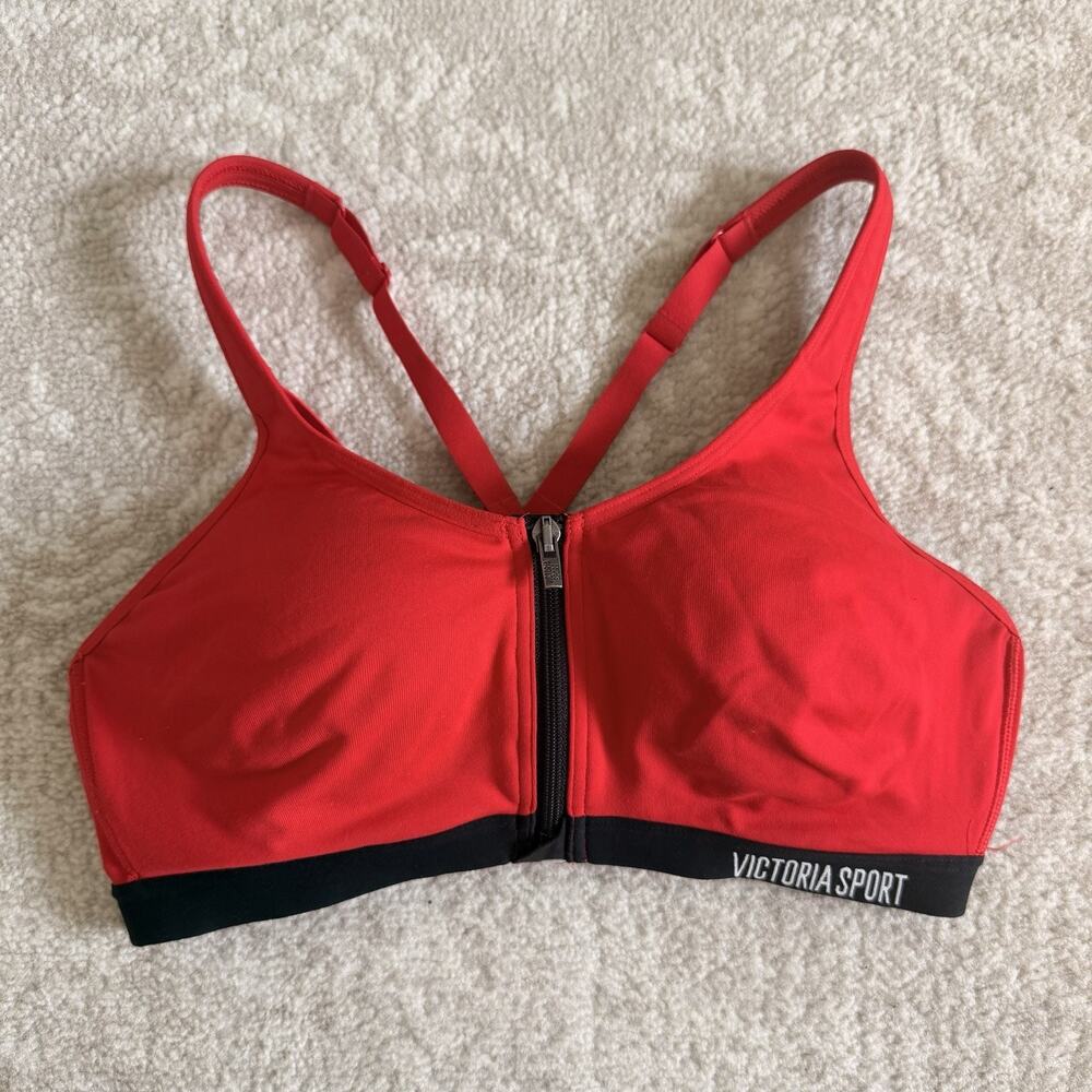 Victoria's Secret Sport Bra Knockout Front Zip Over Inner Bra Support 34C